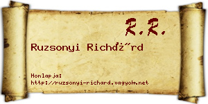 Ruzsonyi Richárd névjegykártya